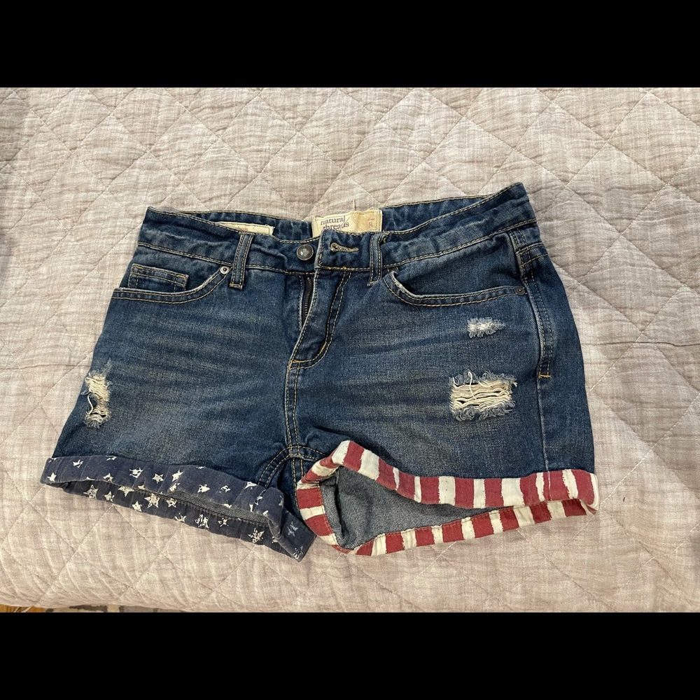 Natural Threads Jean Shorts with Flag Cuffs